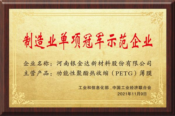 制造業(yè)單項冠軍示范企業(yè)